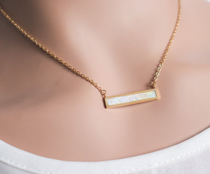 Opal Bar Necklace