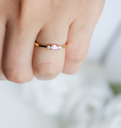 Tourmaline Pink 3-Stone Ring