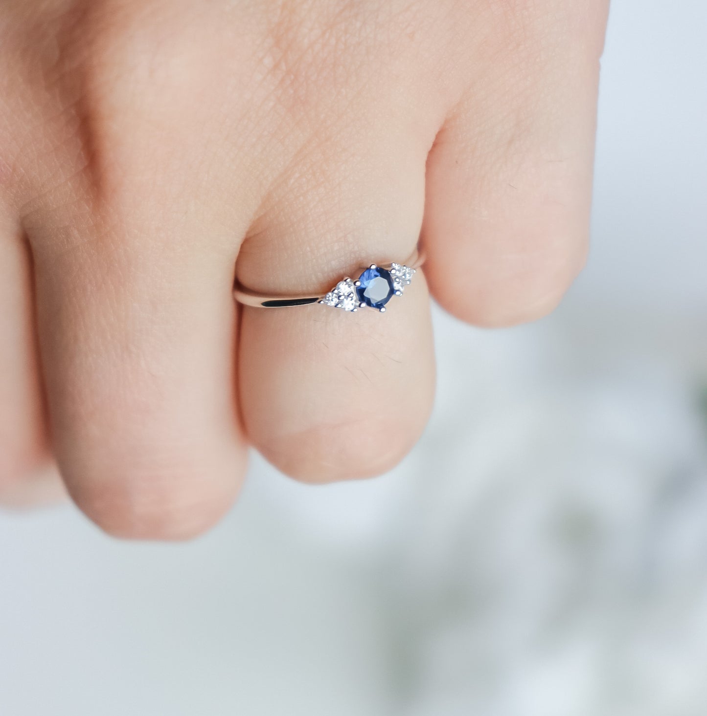 Blue 3-Stone Resizable Ring