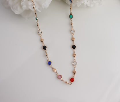 Coloured Zircon Chain Necklace