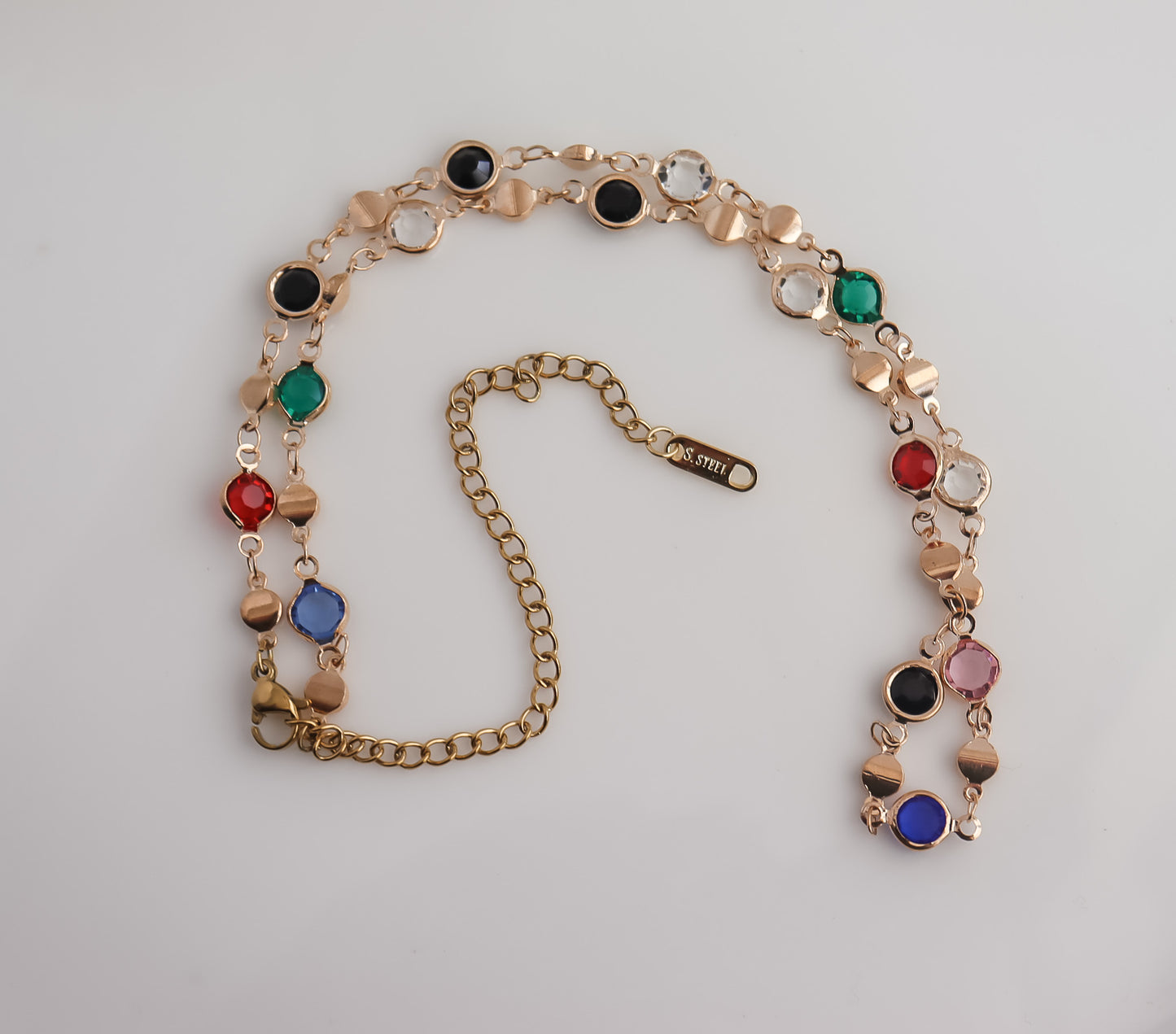 Coloured Zircon Chain Necklace