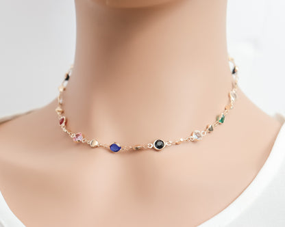 Coloured Zircon Chain Necklace