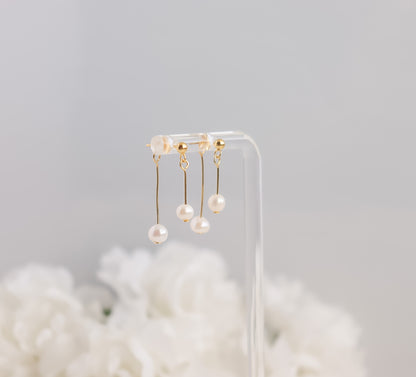 Double Dangle Pearl Earrings