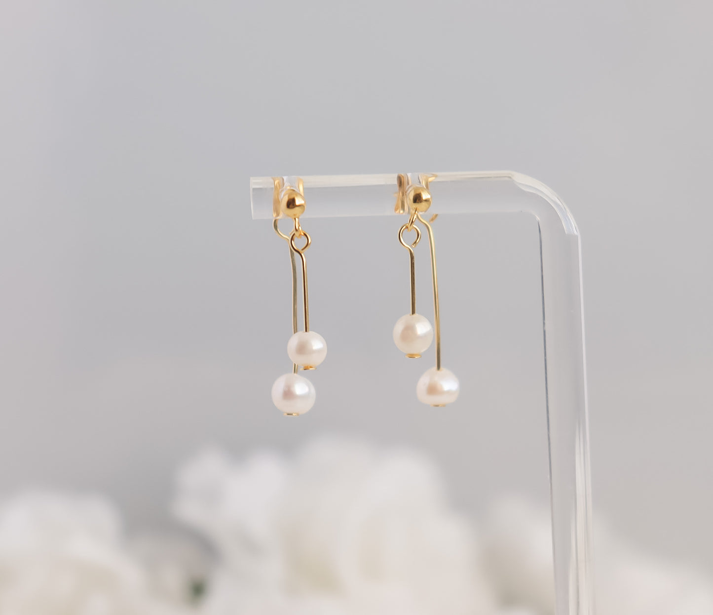 Double Dangle Pearl Earrings