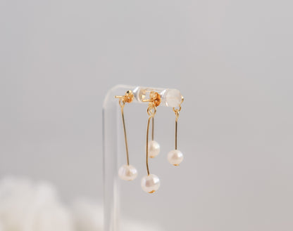 Double Dangle Pearl Earrings