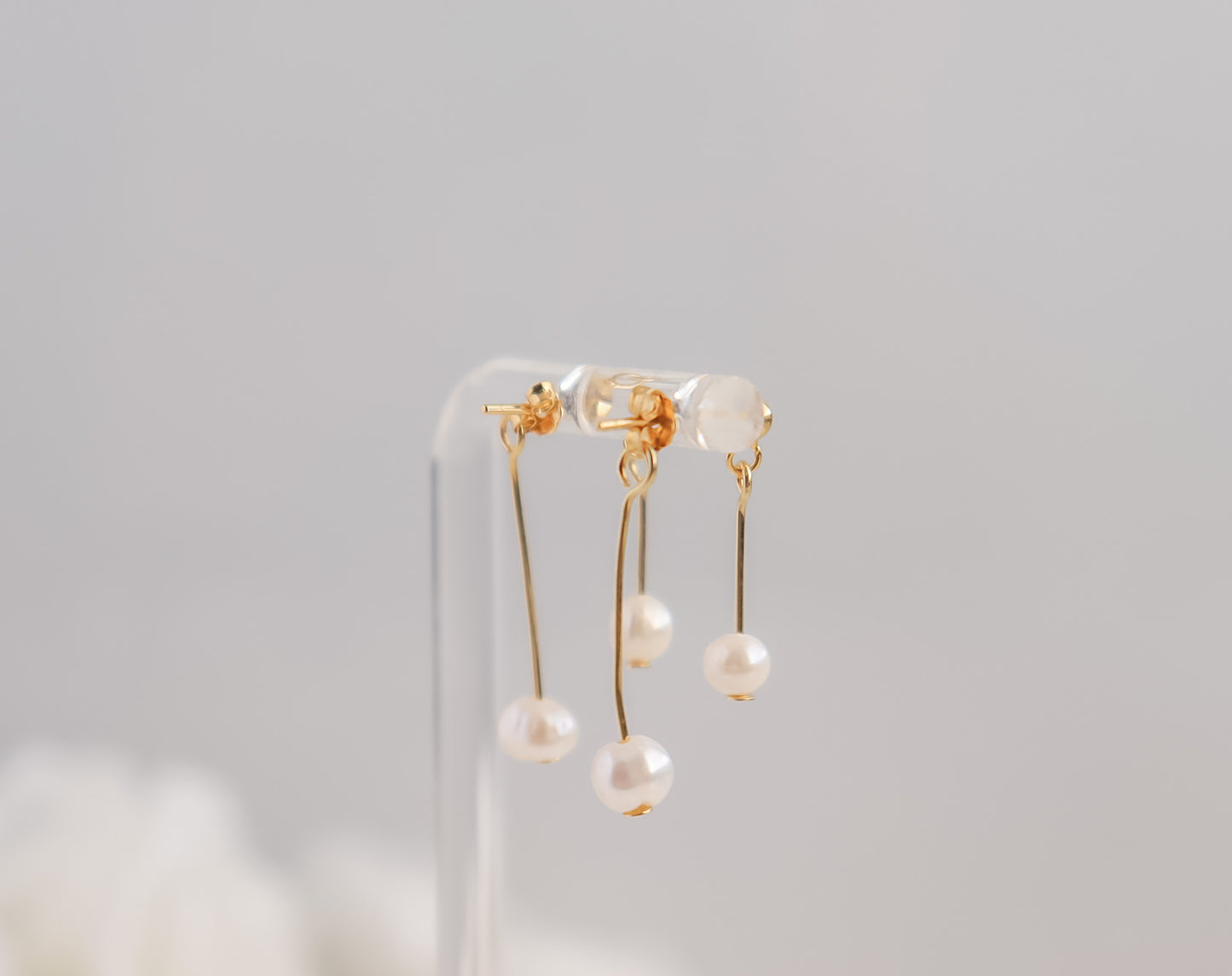 Double Dangle Pearl Earrings