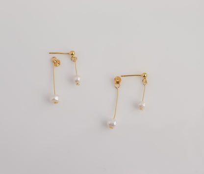 Double Dangle Pearl Earrings