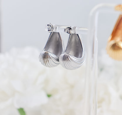 Lined Tear Drop Chunky Earrings