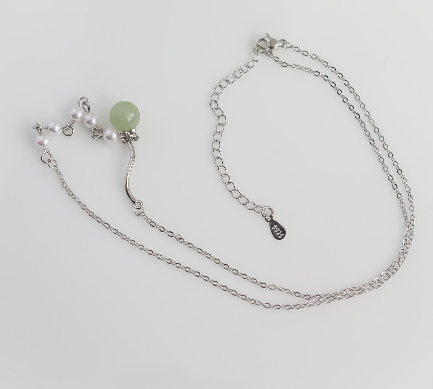 Jade Pendant & Pearl Accent Necklace