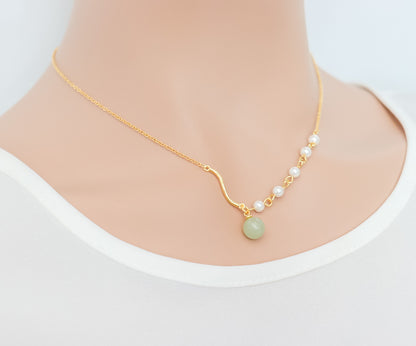 Pearl & Jade Accent Necklace