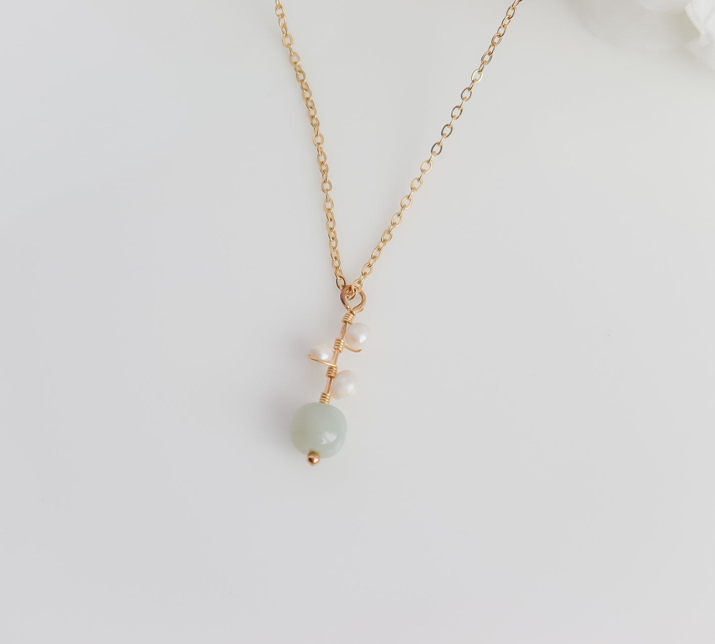 Pearl & Jade Pendant Necklace