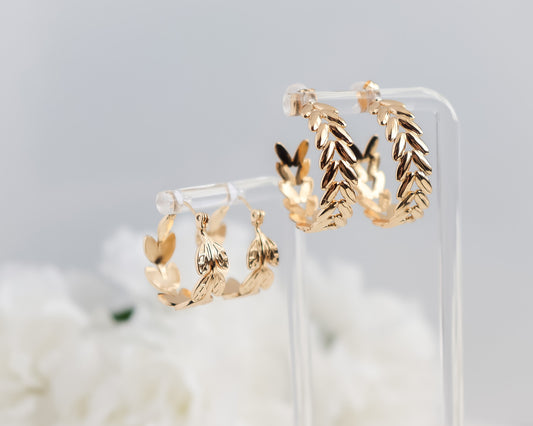 Leaf Style Hoop Earrings