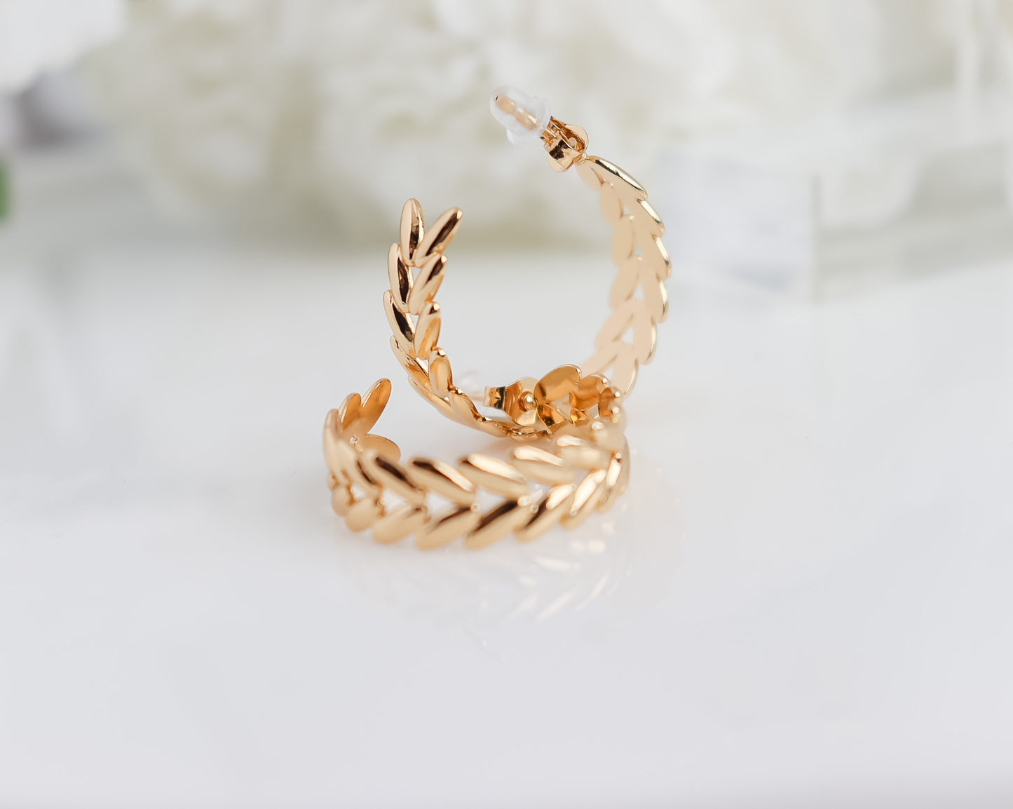 Leaf Style Hoop Earrings