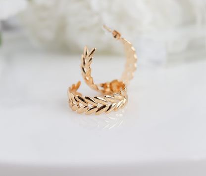 Leaf Style Hoop Earrings