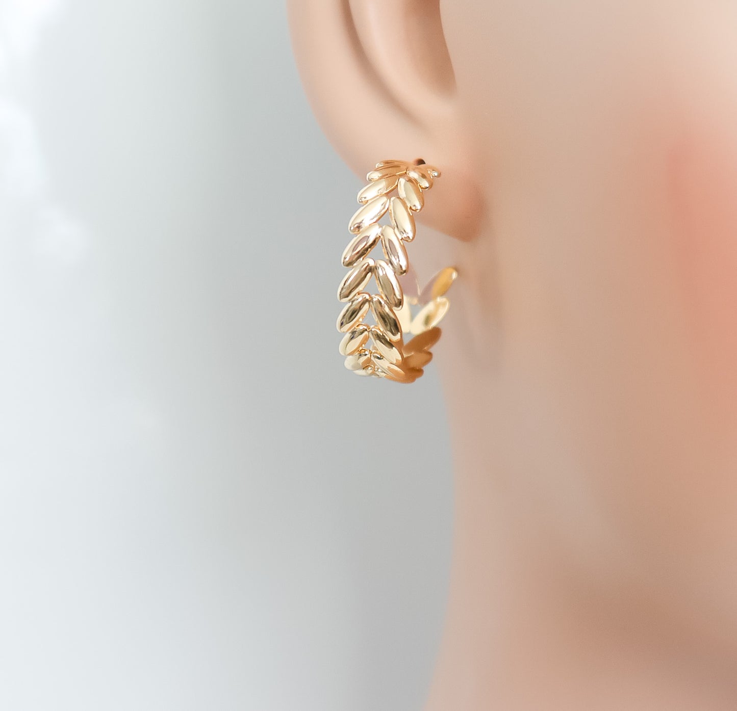 Leaf Style Hoop Earrings