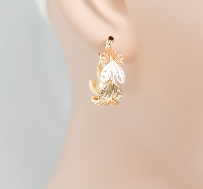 Leaf Style Hoop Earrings