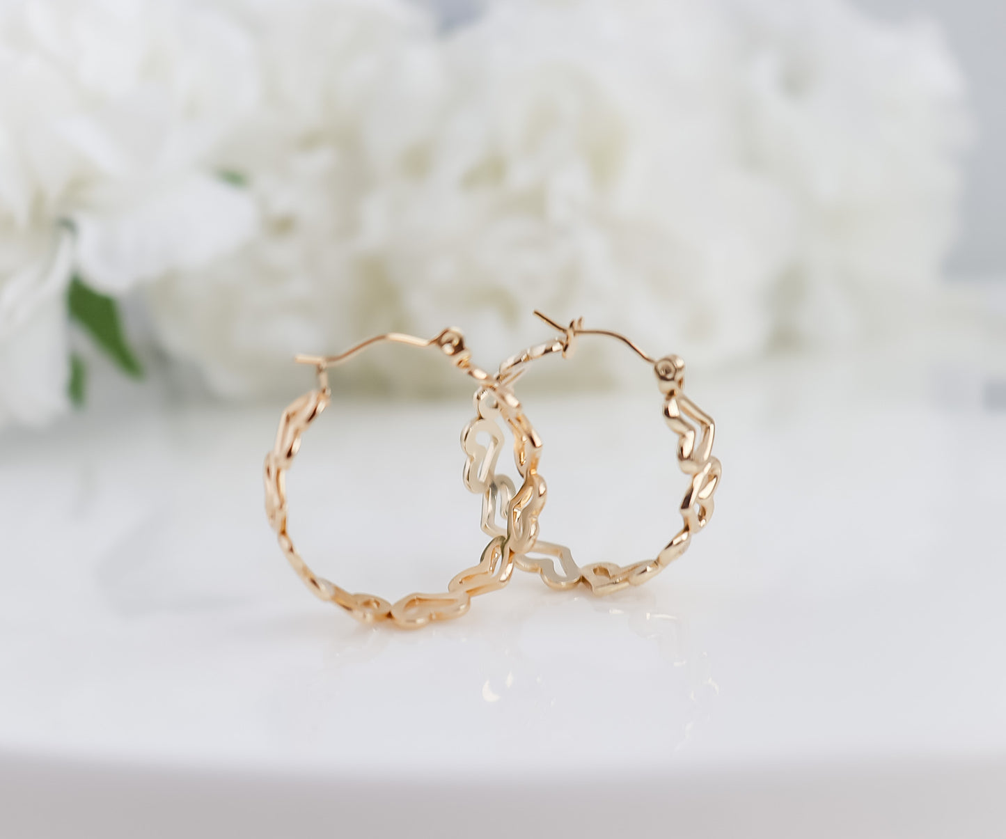 Flowers or Hearts 30mm Hoop Earrings