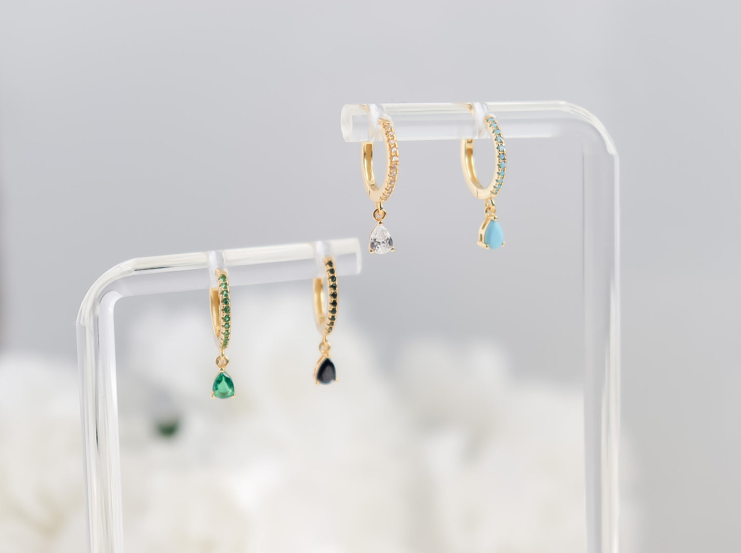 Studded Hoop Colour Dangle Earring