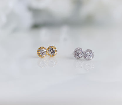 Halo Zircon Stud Earrings