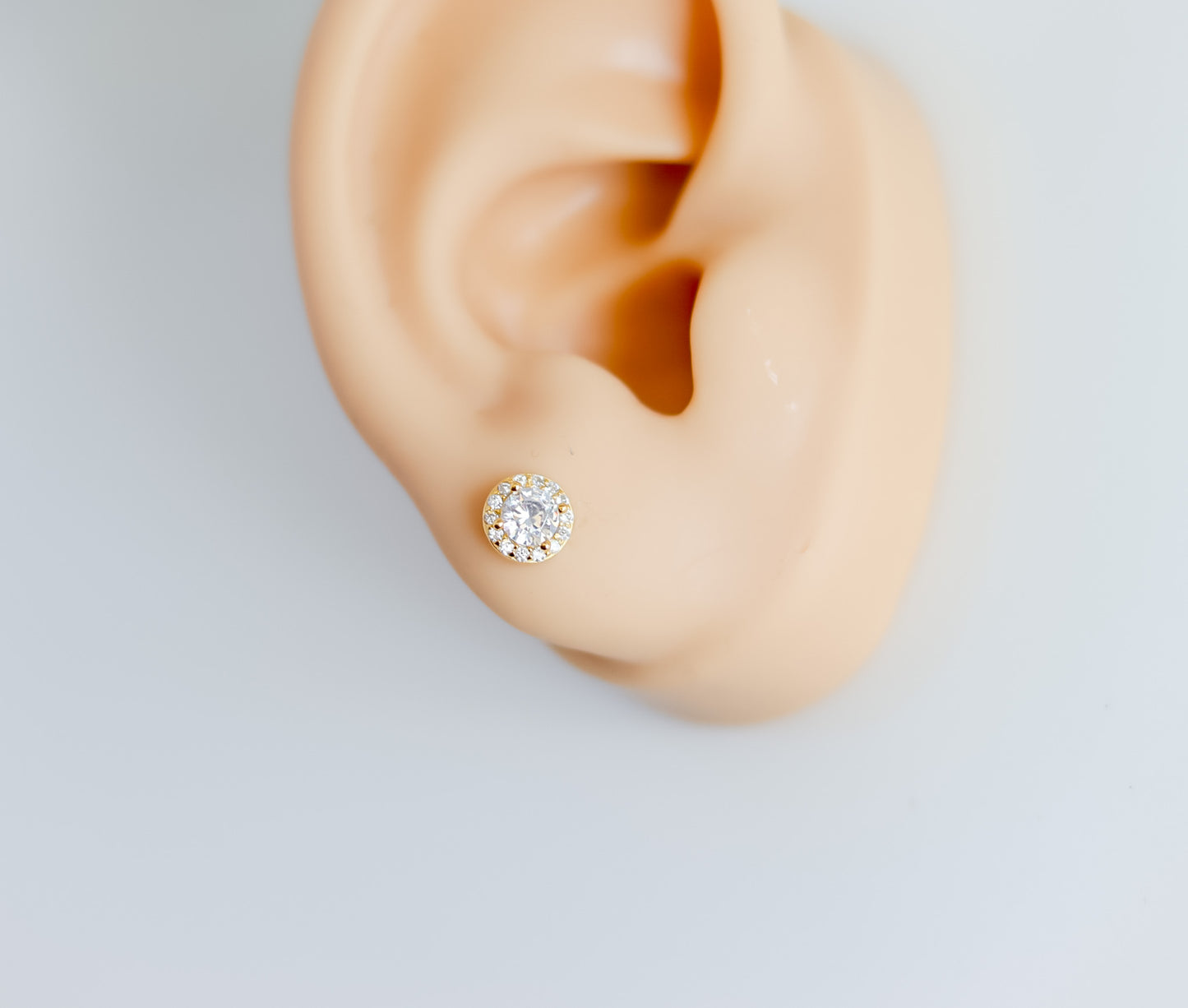 Halo Zircon Stud Earrings