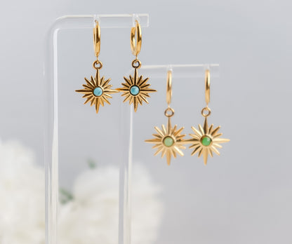 Colour Gem Star Drop Dangle Earrings