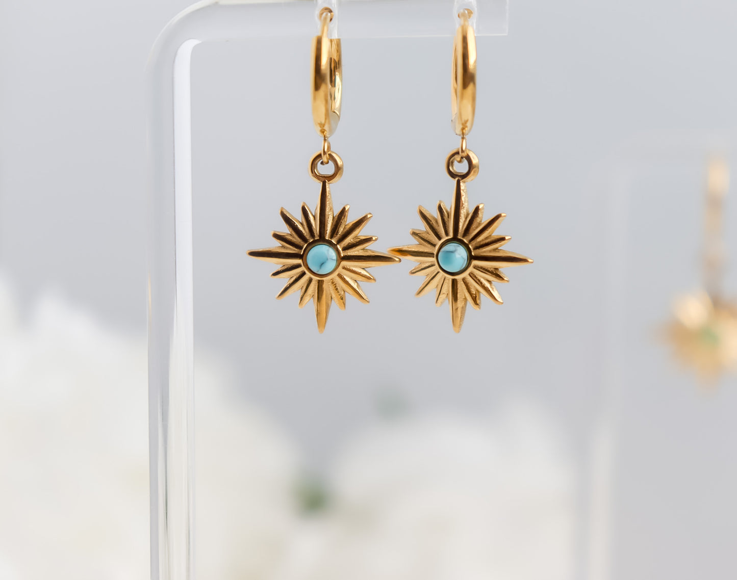 Colour Gem Star Drop Dangle Earrings