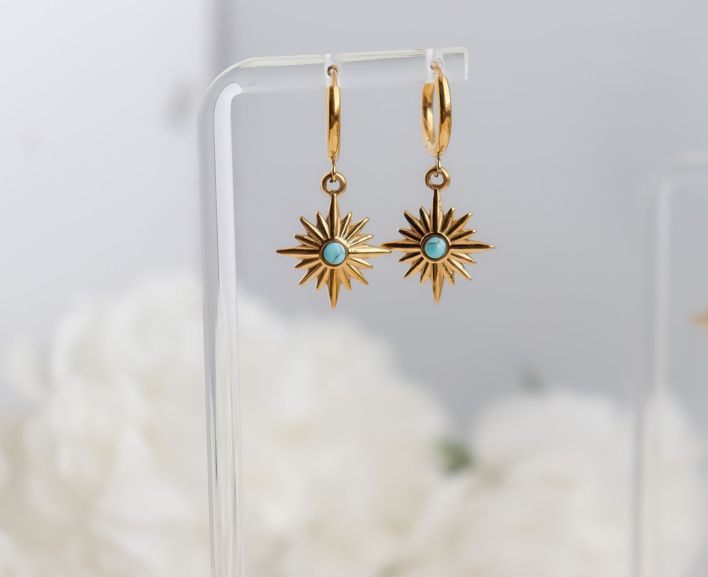 Colour Gem Star Drop Dangle Earrings