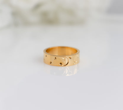 Moon & Stars Band Ring