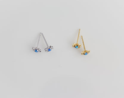 Blue Opal Star Stud Earrings