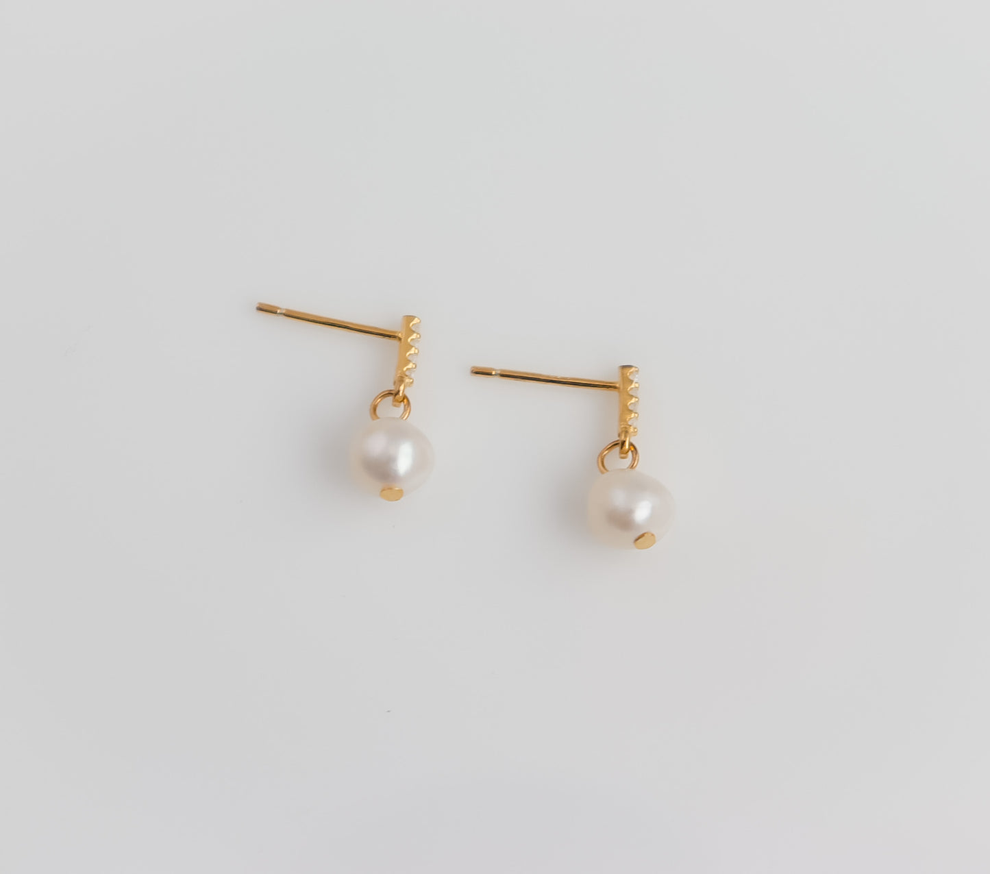 Mini Drop Pearl Earrings with Zircon