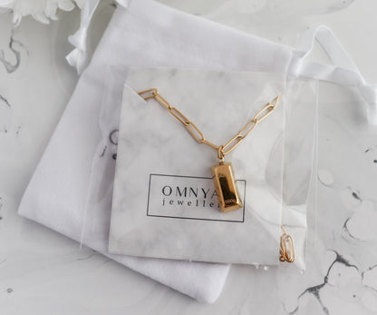 Gold Bar Block Necklace