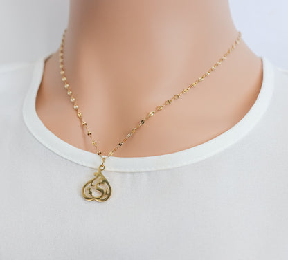 Mother Calligraphy Heart Necklace