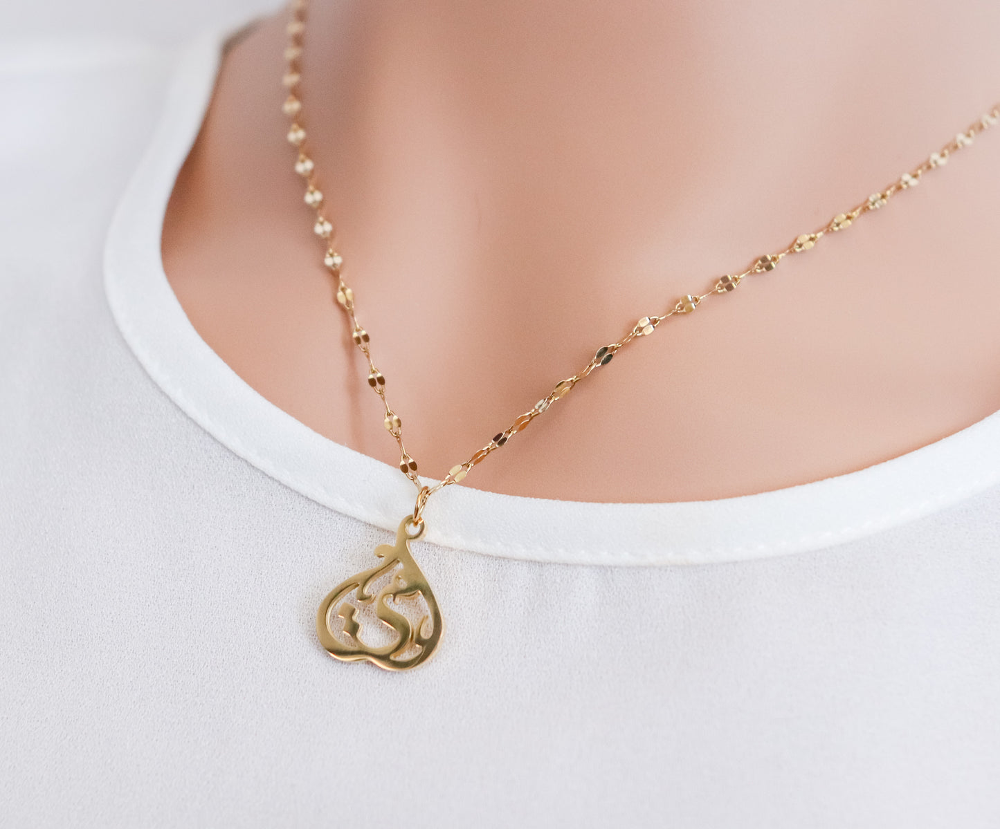 Mother Calligraphy Heart Necklace