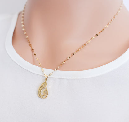 Mother Calligraphy Teardrop Necklace