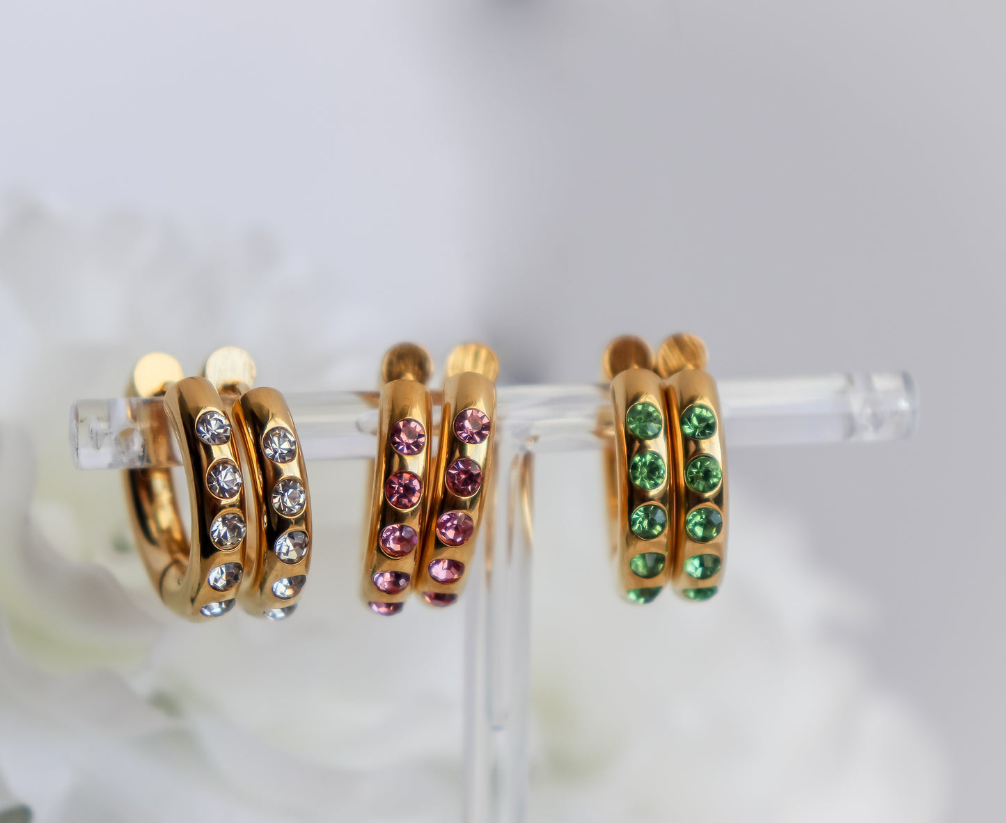 Zircon Studded Hoop Earrings