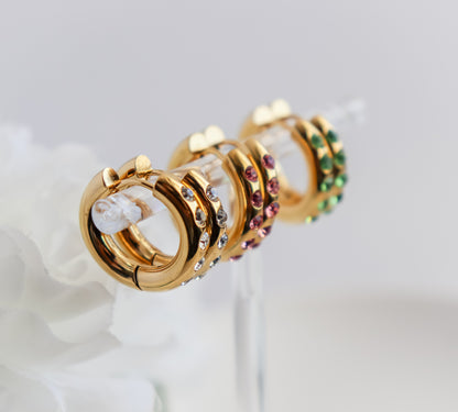 Zircon Studded Hoop Earrings