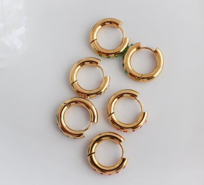 Zircon Studded Hoop Earrings