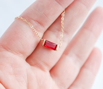 Rectangle Birth Stone Necklace