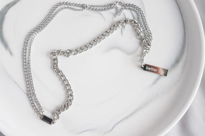 Curb Chain with Black Gem Necklace