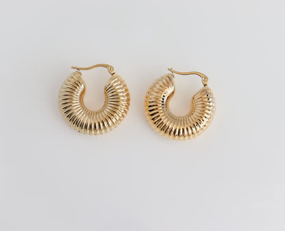 Bold Hoops | Round Lined Hoops | Statement Hoops in Gold | Gold Hoops | Birthday Gift for Her | Earring For Her