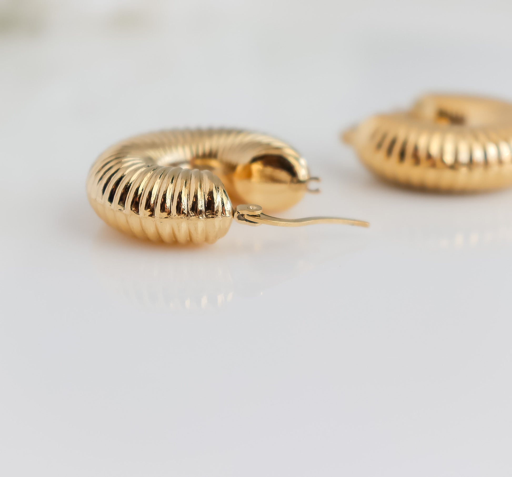 Bold Hoops | Round Lined Hoops | Statement Hoops in Gold | Gold Hoops | Birthday Gift for Her | Earring For Her