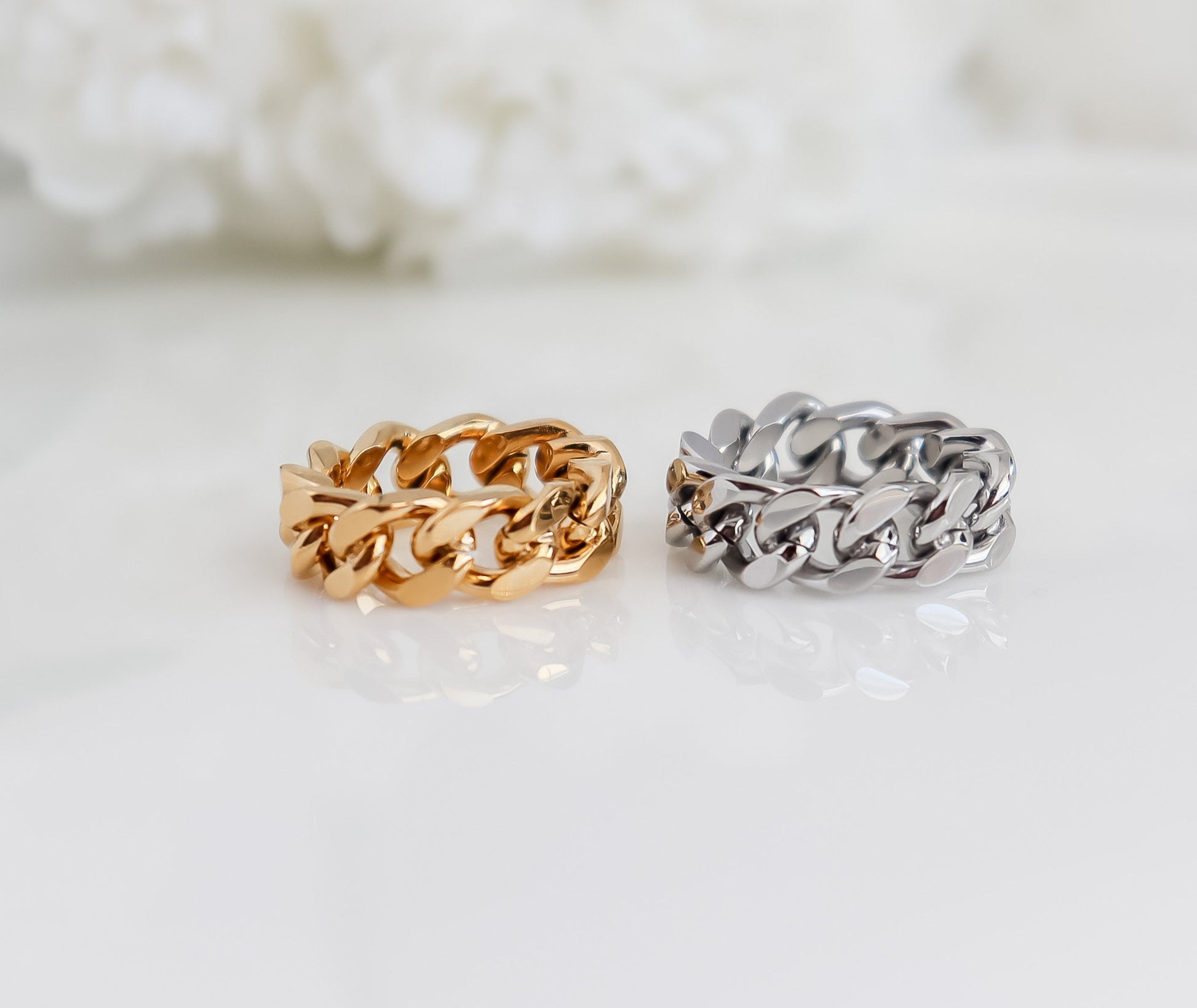 Curb Chain Ring I Minimalist Ring I Stacking Ring I Bridesmaid Gifts I Gold Minimalist Ring for Stacking, Curb Ring, Ring For women
