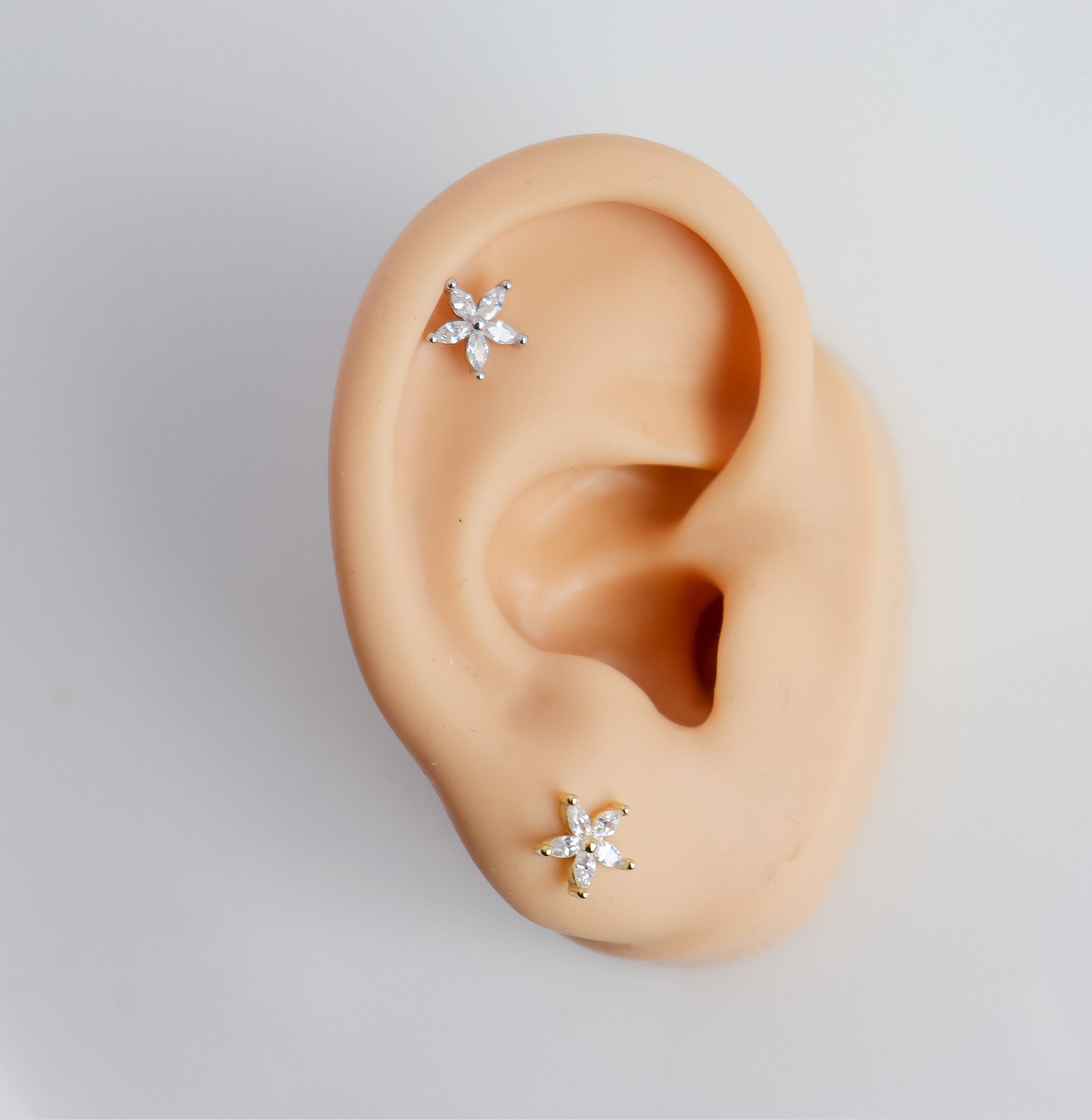 Jasmin Stud Earrings | Tiny Hydrangea Flower Inspired Stud Earrings in Sterling Silver with Sparkly CZ Crystals | Crystal Statement Earring