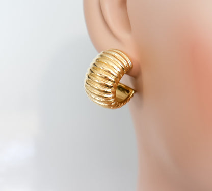 Bold Hoops | Round Lined Hoops | Statement Hoops in Gold | Gold Hoops | Birthday Gift for Her | Earring For Her