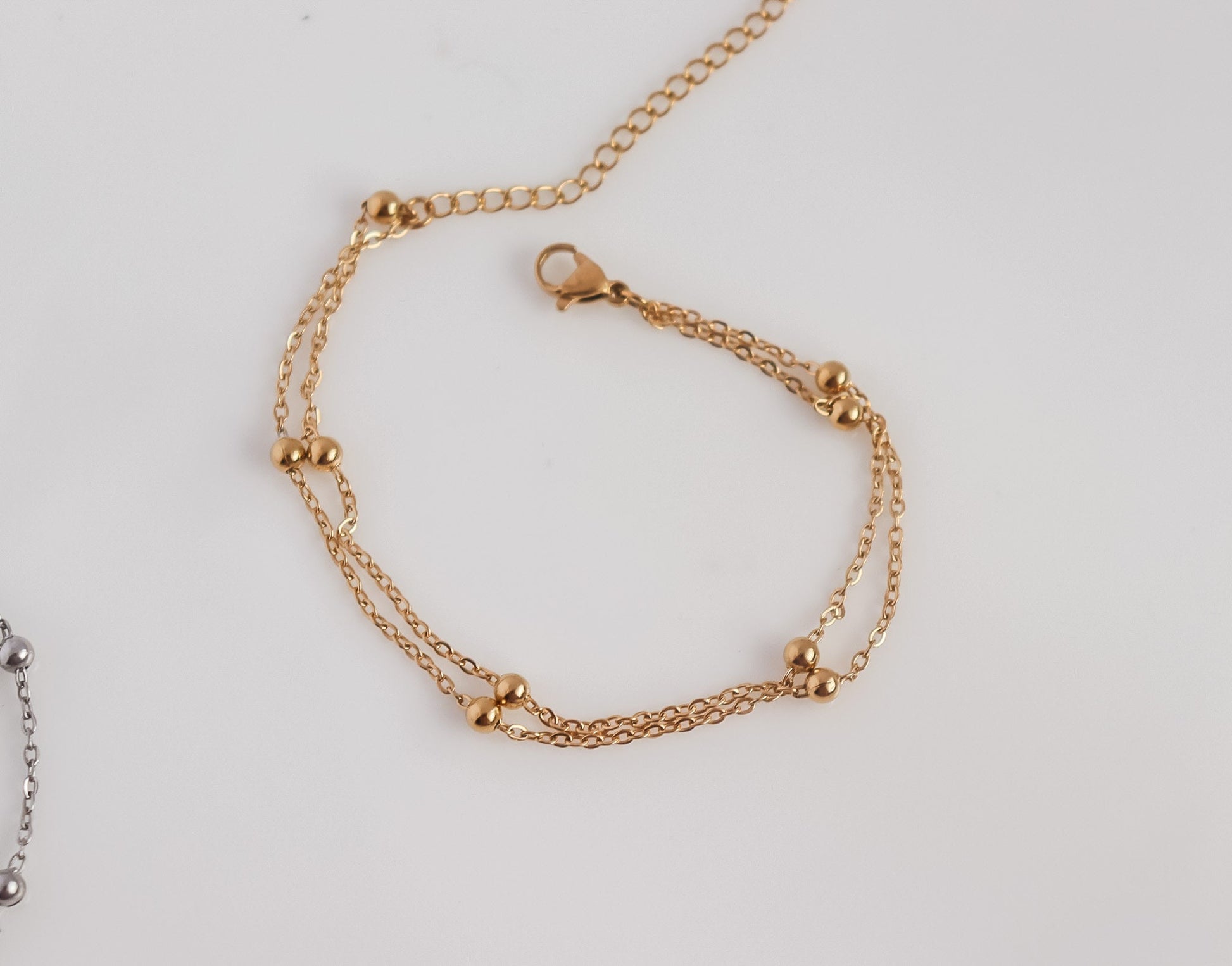 Bead Chain Bracelet | Double Layering Bracelet | Stacking Bracelet | Girlfriend Gift | Minimal Bracelet | Bridesmaid Gift | Christmas Gift