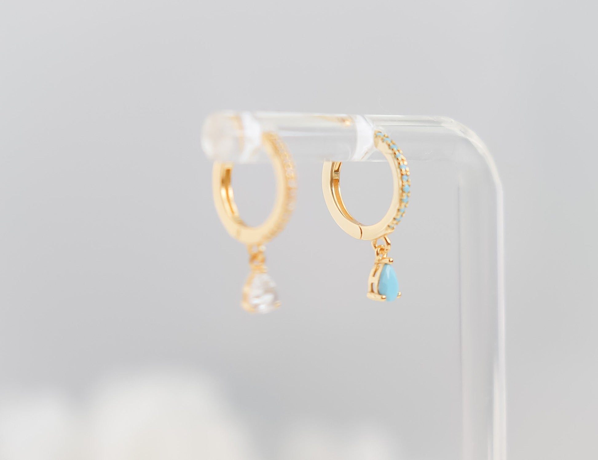 Diamond Earring Pair | Turquoise Earring | Gemstone Minimal Earring | Dangle Earring | Gold Earring | Bridesmaid Gifts | Handmade Earring