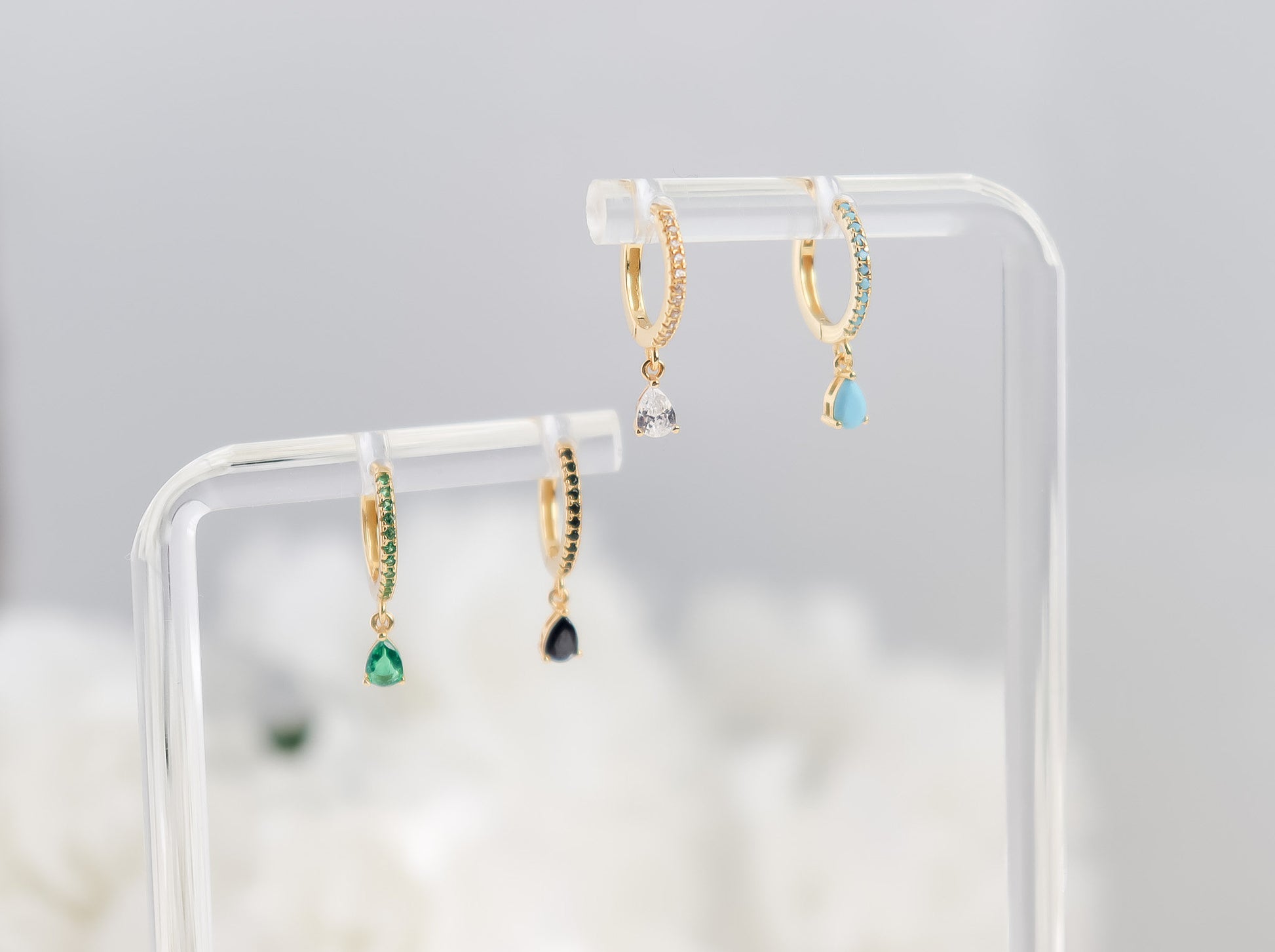 Diamond Earring Pair | Turquoise Earring | Gemstone Minimal Earring | Dangle Earring | Gold Earring | Bridesmaid Gifts | Handmade Earring