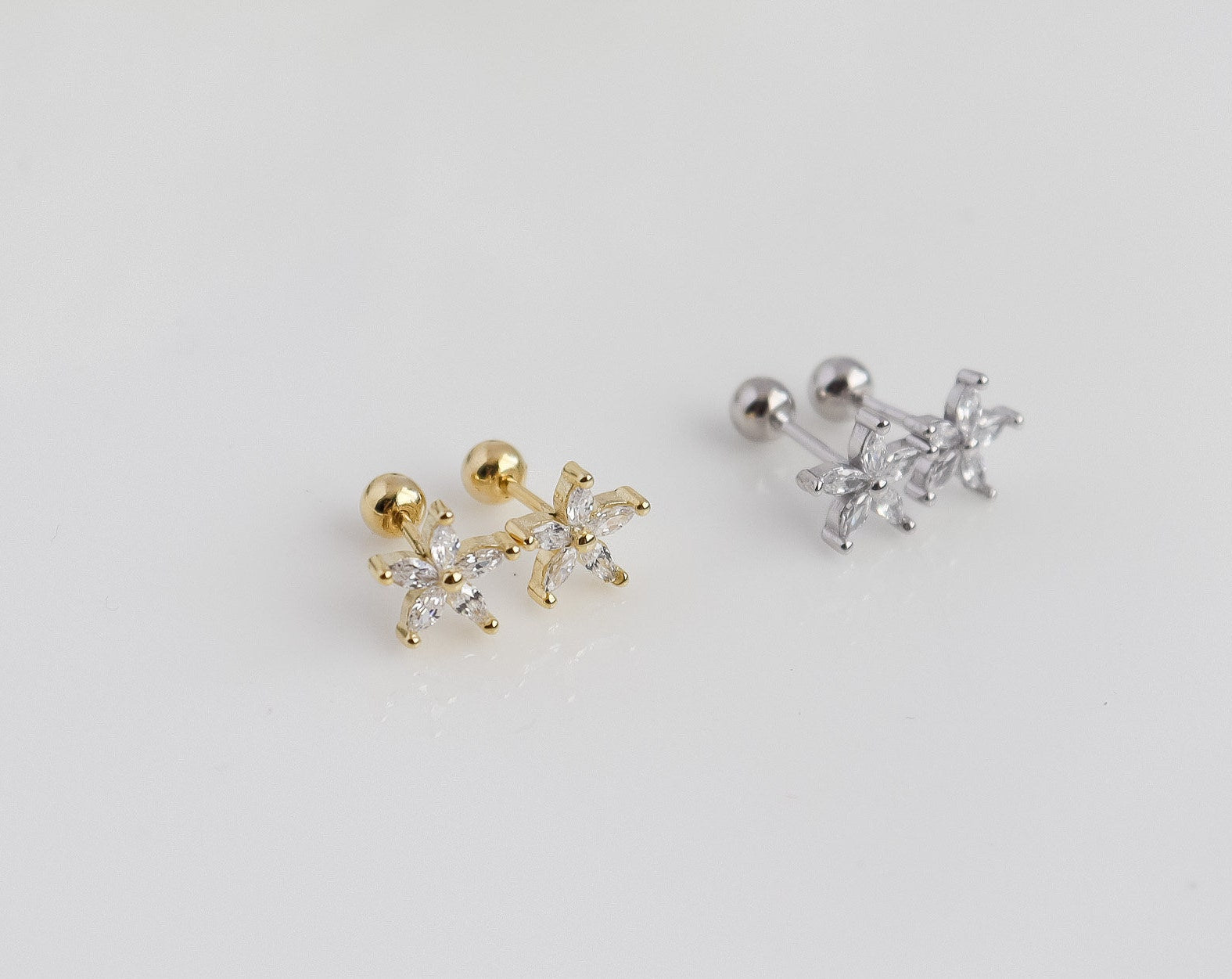 Jasmin Stud Earrings | Tiny Hydrangea Flower Inspired Stud Earrings in Sterling Silver with Sparkly CZ Crystals | Crystal Statement Earring