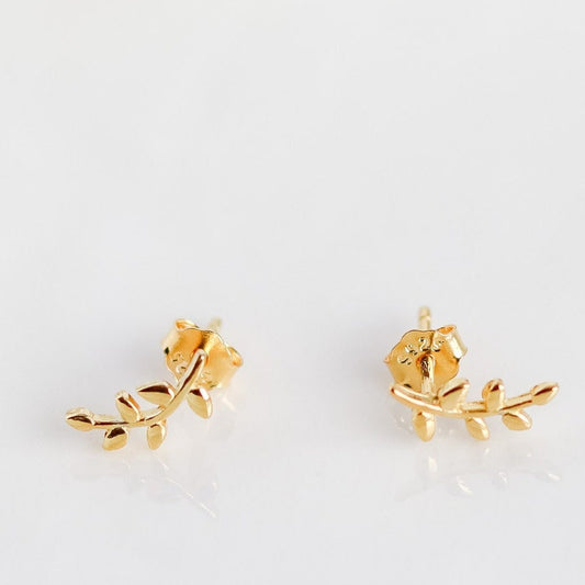 Leaf Stud Pair I Olive Branch Earring | Sterling Silver | Branch Stud | Gold Stud | Birthday Gift for Her I Earring For Her | Christmas Gift