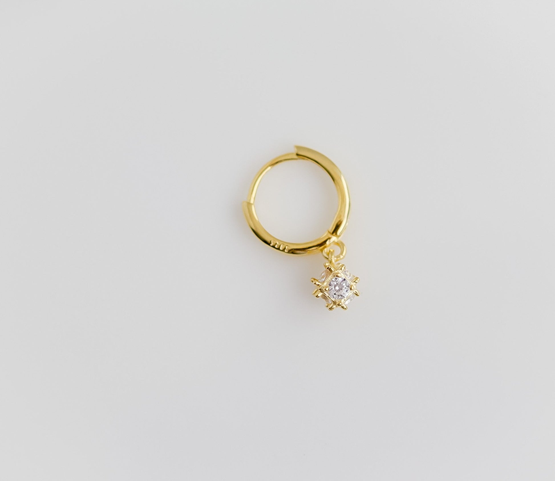 Dangle Earring Pair | Sterling Silver Hoop Zircon Earring | Minimal Earring | Bridesmaid Gifts | Bridal Shower Gift | Hoop Gold Earring
